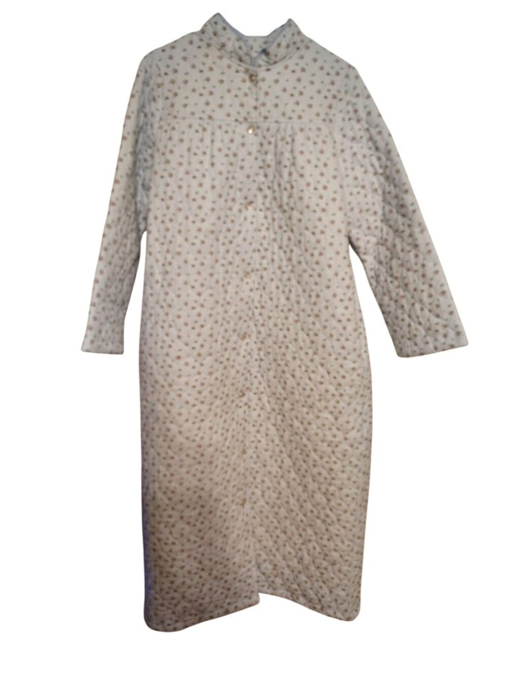 Vermont Country Store Medium Housecoat Robe Nightgown, Snap, Blue Pink Flowers